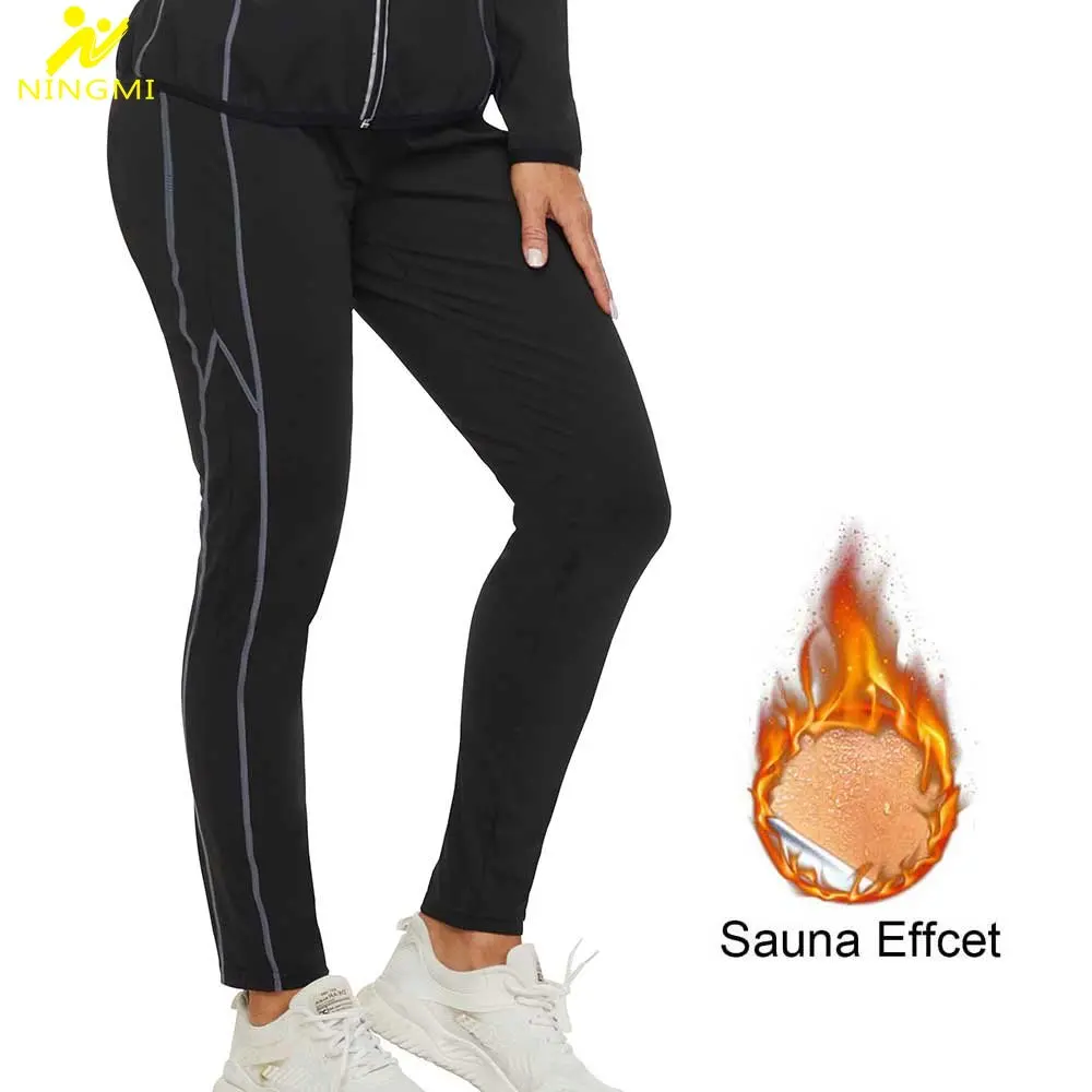 Купи NINGMI Sauna Pants for Women Weight Loss Leggings Hot Sweat Trousers Fitness Sportwear Slimming Fat Burning Ladies Body Shaper за 666 рублей в магазине AliExpress