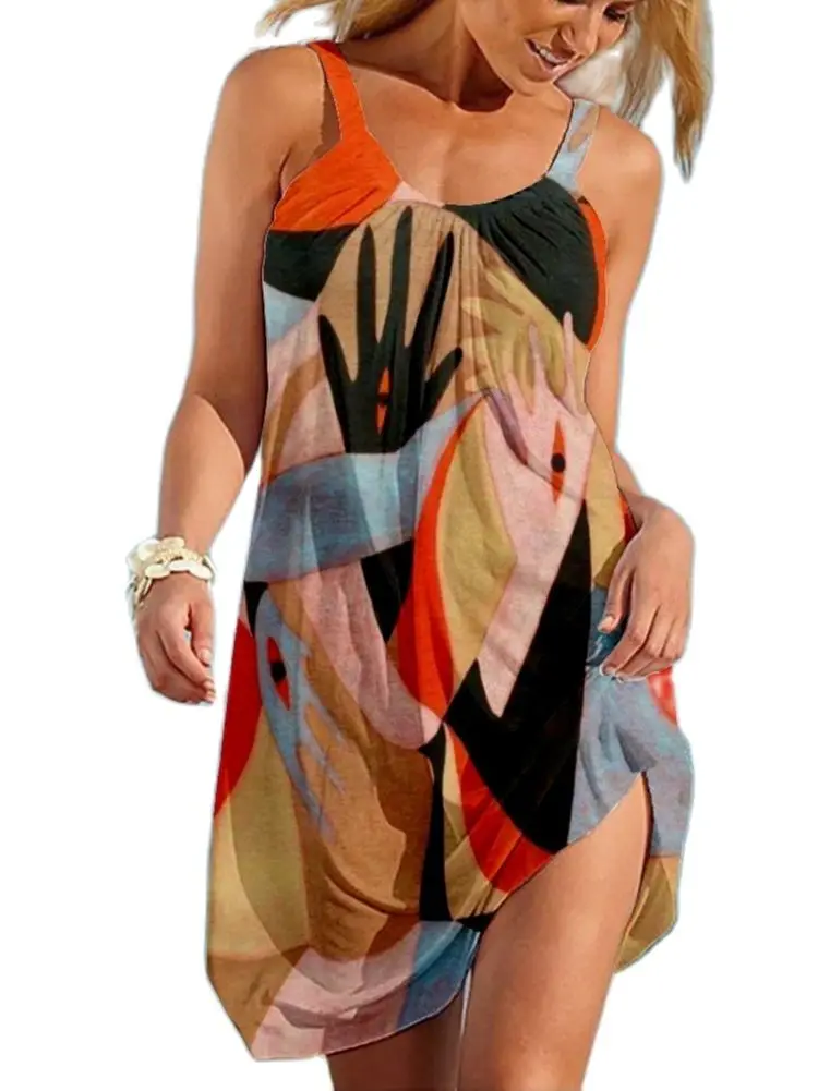 

Модное женское платье без рукавов, пляжное платье, женские винтажные платья, пляжная одежда в стиле бохо, свободное платье миди, сексуальное...