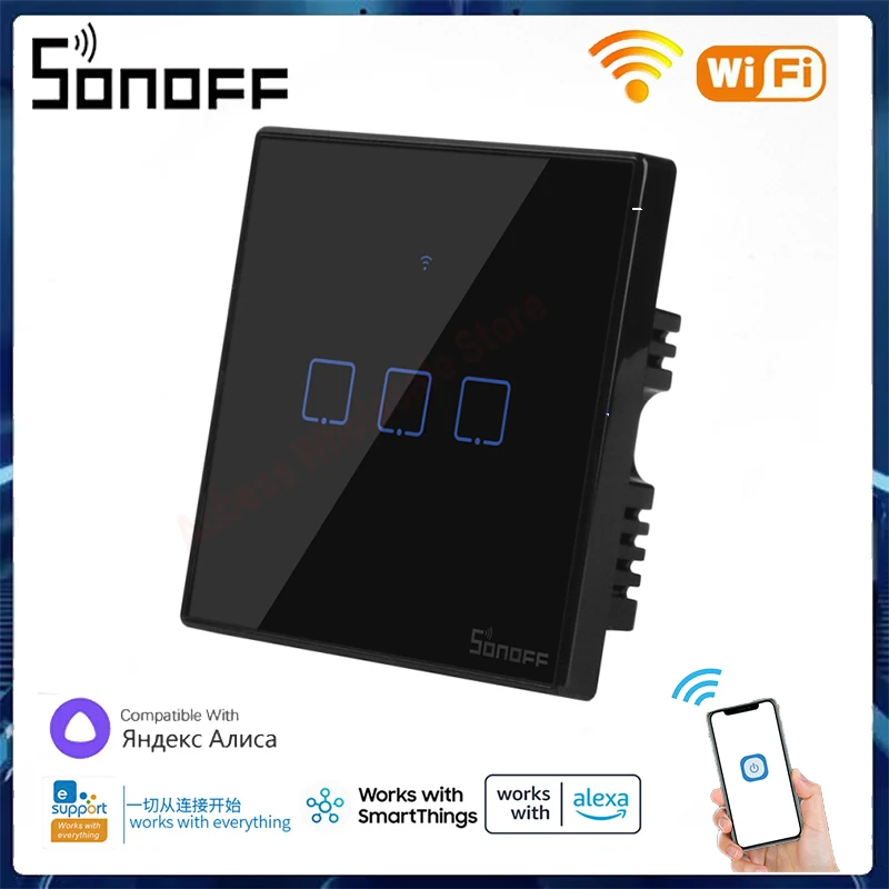 

SONOFF T3 3C-TX Smart Panel Smart Home 3 Gang Smart Wifi Wall Light Switch Voice/APP/Touch Control Work With Alexa Google Home