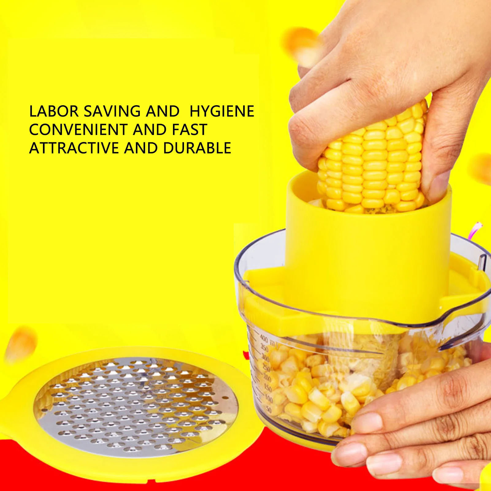

Прибор для чистки кукурузы 4 в 1 Многофункциональный кукурузный инструмент из нержавеющей стали кукурузный инструмент с чашей и шлифовальн...