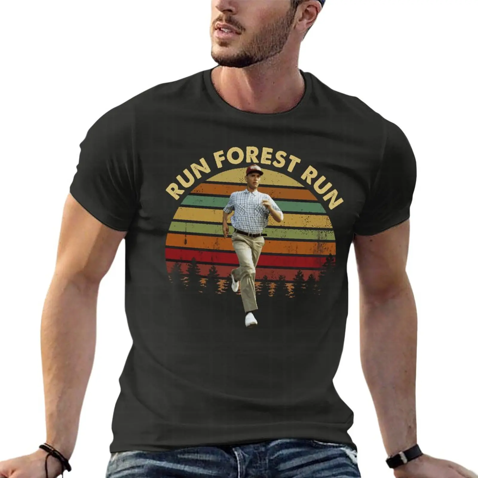 

Run Forest Run Vintage Forrest Gump Oversized Tshirt Branded Men'S Clothes Short Sleeve Streetwear Large Size Tops Tee