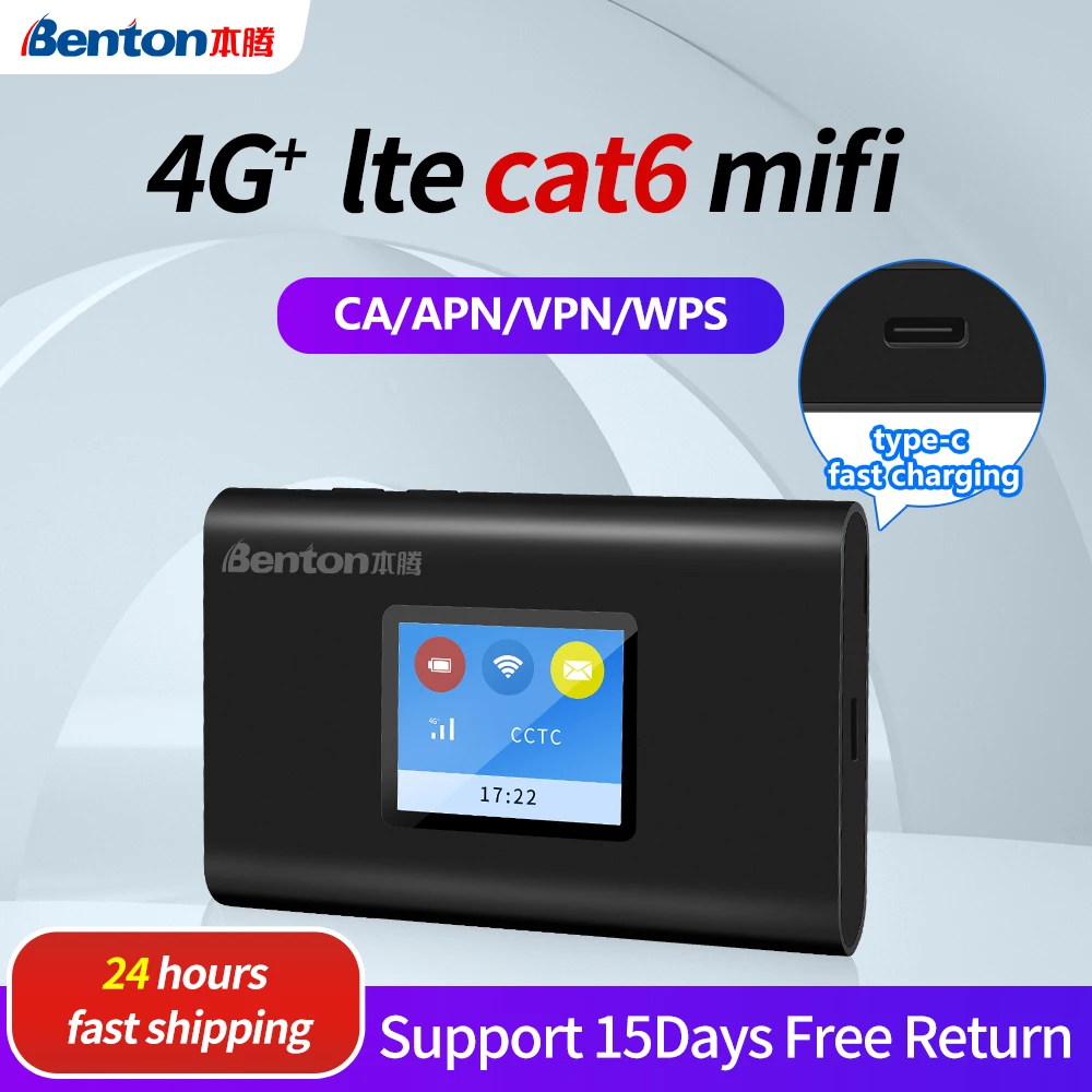Benton 4G+ Cat6 Unlock Portable  Lte Router Wireless 300Mbps Outdoor Pocket Hotspot Wifi With Sim Card Slot Adapter