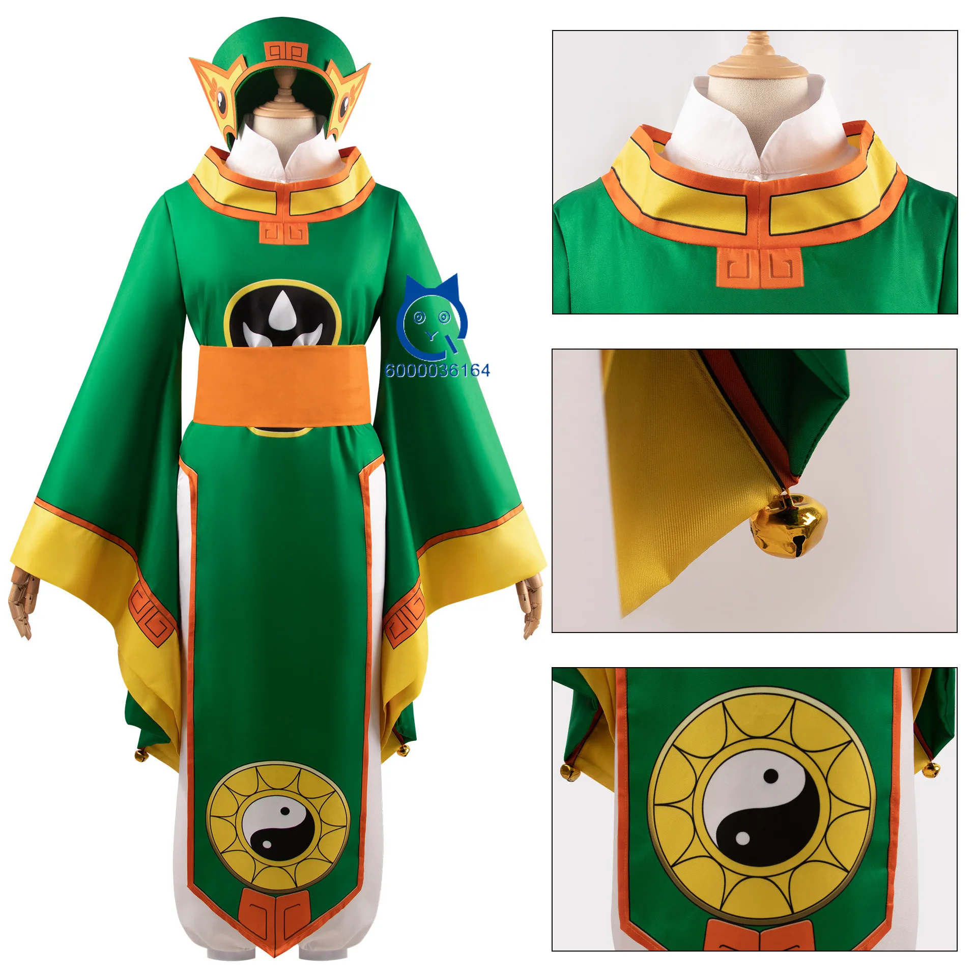 Аниме Cardcaptor Сакура Ли Сяоран Косплей Костюм Парик Шляпа Зеленое Платье для