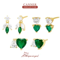 canner emerald heart earrings silver 925 earring for women stud earrings piercing fine jewelry huggie 18k gold 2022 trend