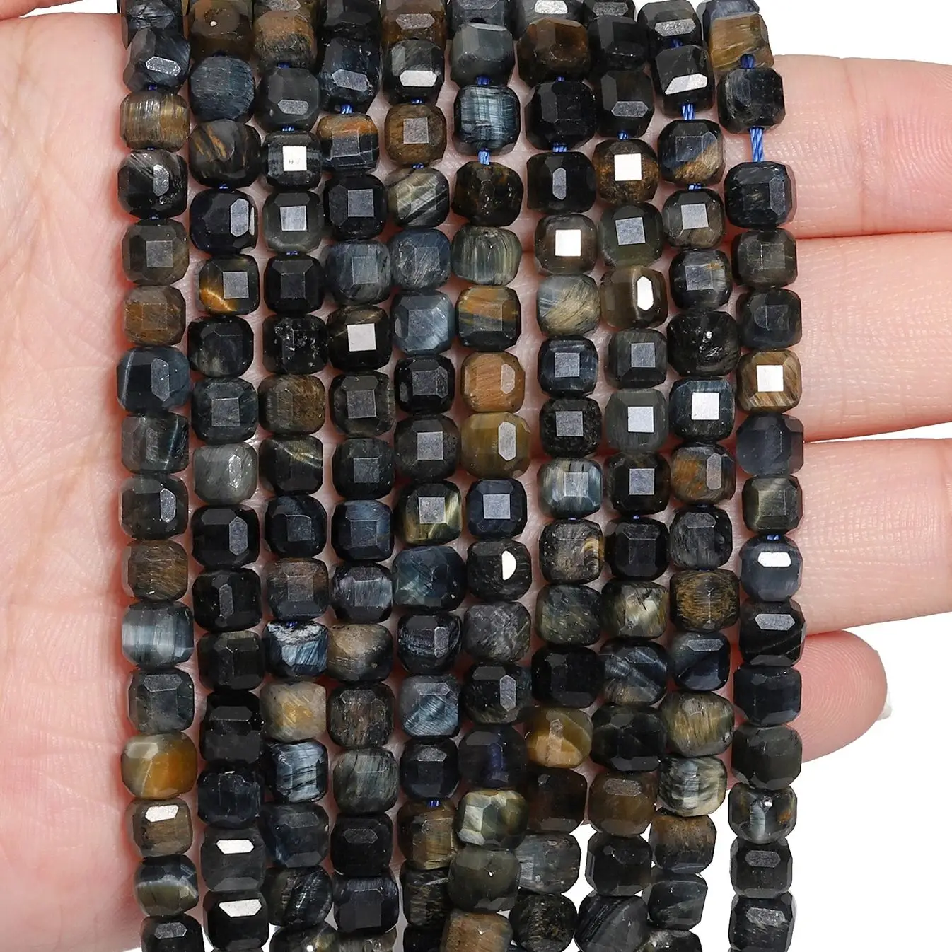 6 мм 8 граненые натуральные черные тигровый глаз квадратные каменные бусины DIY