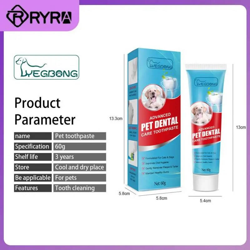 

1pcs Prevent Calculus Pet Toothpaste Tartar Cleaning Cat Oral Care Safe Dog Fresh Breath Deodorant Pet Cleanse Spray Edible 60g