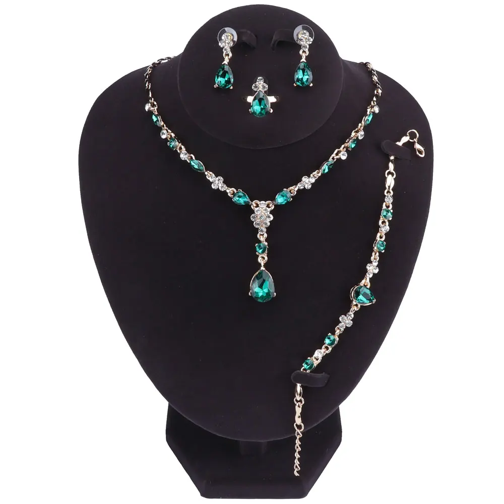 

New Fashion Jewelry Sets For Women African Beads Party Crystal Water Drop Pendant Necklace Earrings Wedding Accessories