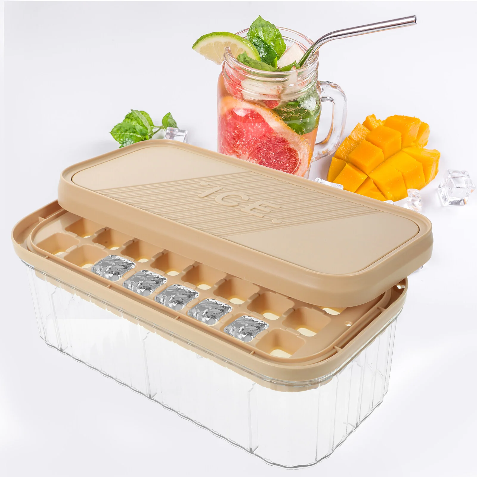 

Cover Plate Ice Cubes Making Mold Tray Plastic Pallet High Capacity Easy-release Reusable Molds Shapes Trays