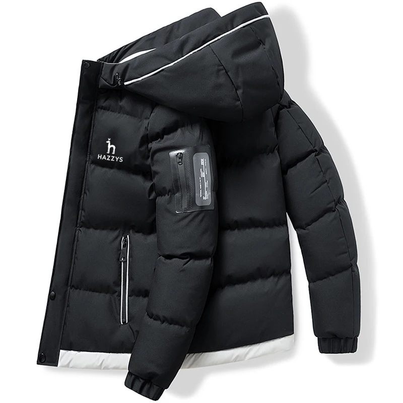 Hazzys 2022 Winter High Quality Casual Thick Warm Windproof Jacket Mens New Trend Outwear Fashion Hooded Down Coat