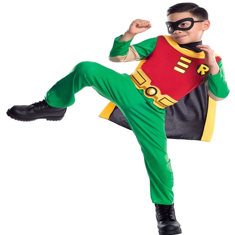 

Kids Young Justice Teen Titan Tim Drake Robin Damian Cosplay Costumes Boys Halloween Carnival Costume 4pcs/1set 3-10years