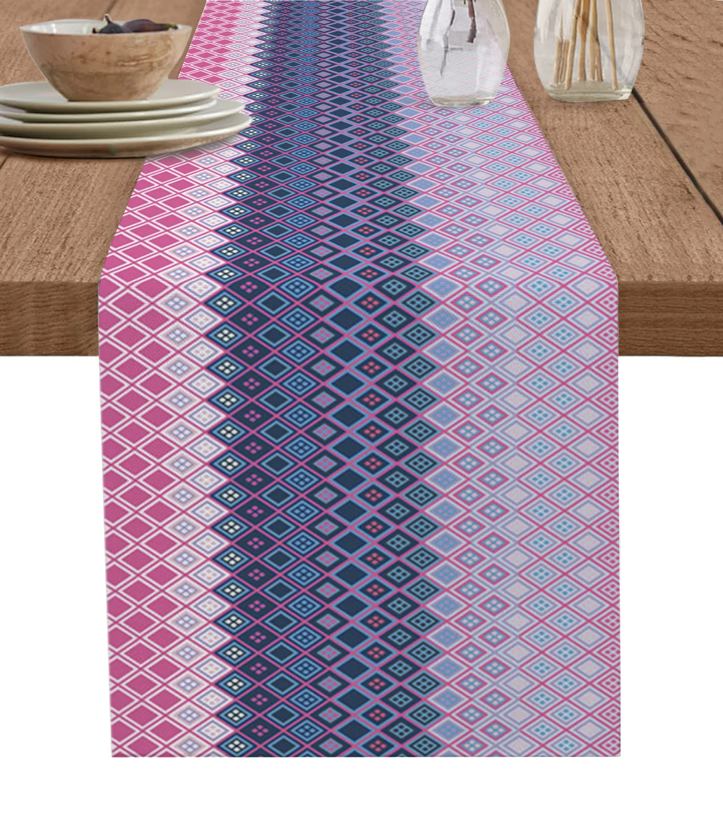 

Скатерти с алмазной градиентной текстурой, Свадебный декор, журнальный столик, кухонная обеденная хлопковая льняная скатерть