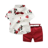 summer childrens clothing kit rose print shirt two piece free belt 2022 boutique kids clothing wholesale