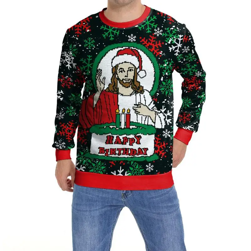 С Днем Рождения Иисус Косплей Уродливый Рождественский свитшот Рождественская