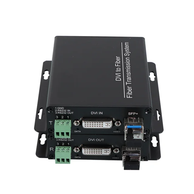 Фото Хит продаж: оптический KVM-конвертер DVI-LC SFP 4K30Гц, одномодовый, 1-жильный, 20 км, поддержка RS232/EDID/USB, оптический удлинитель DVI. №1