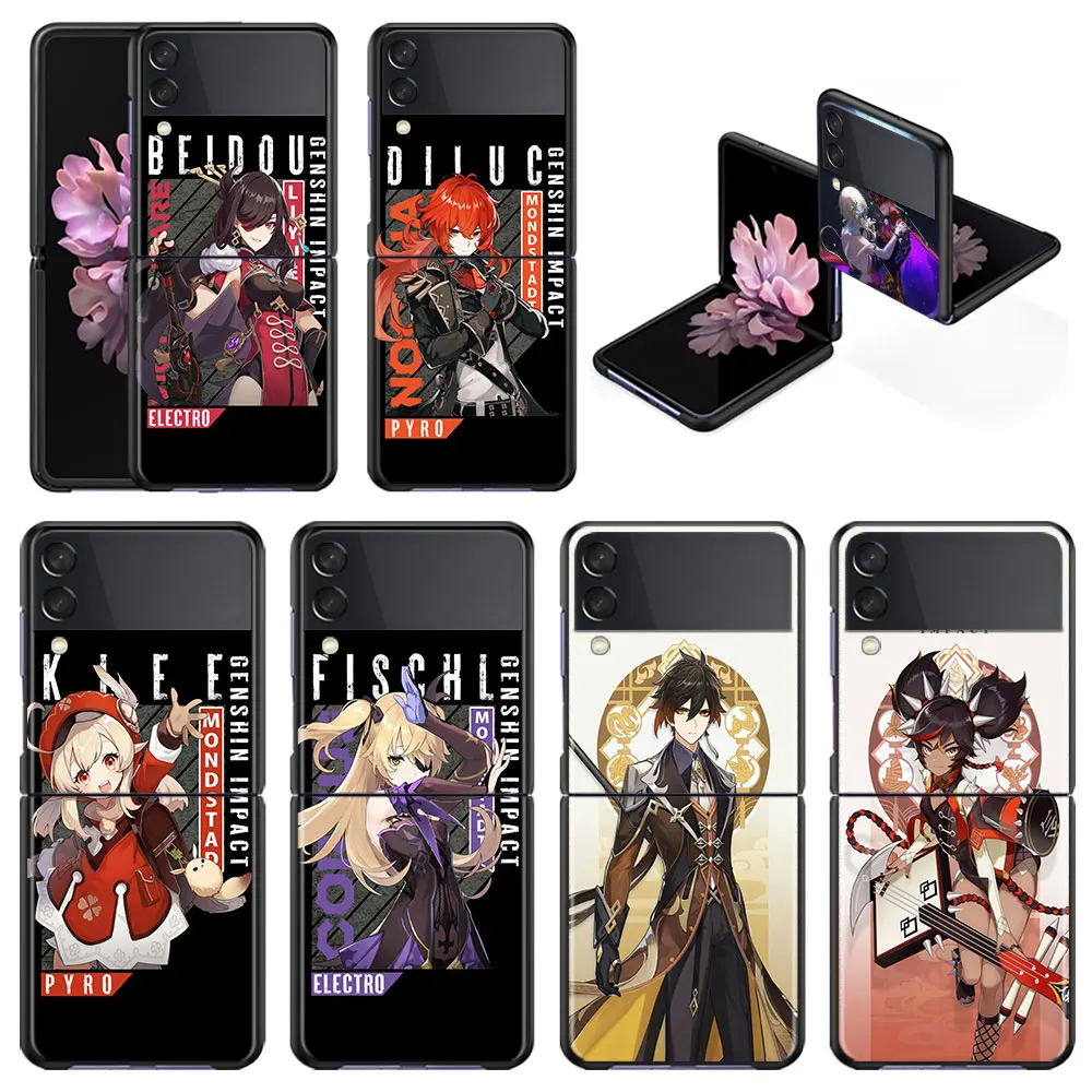 

Cell Black Capa Genshin Impact Anime Case Cover for Samsung Galaxy Flip3 Zflip Zflip3 Z Flip 5G SamsungZFlip3 GalaxyZflip3