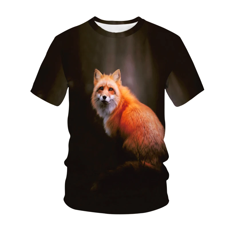 

22 Summer New Round Neck Fashion T-Shirt Men Women Oversized Animal Quick Dry 3D Printing Harajuku Fox Casual and Comfortable