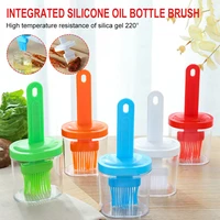 1pcs silicone oil bottle with brush grill oil non toxic and environmentally friendly brushes liquid oil pastry kitchen 5 colors