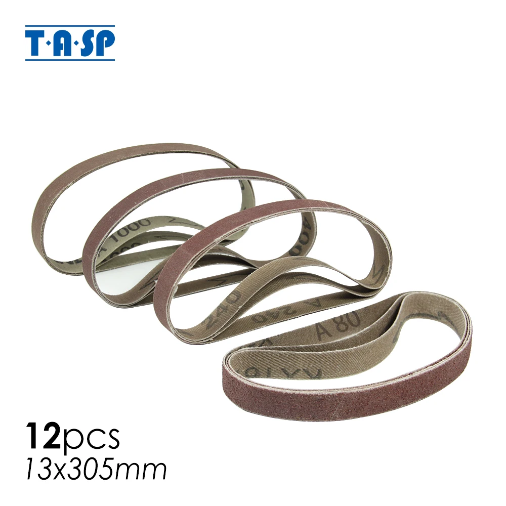 TASP 12pcs 13 x 305mm Abrasive Sanding Belt with Mixed Sanding Paper Grit 80~1000 for Work Sharp WSKTS-W 1/2x12