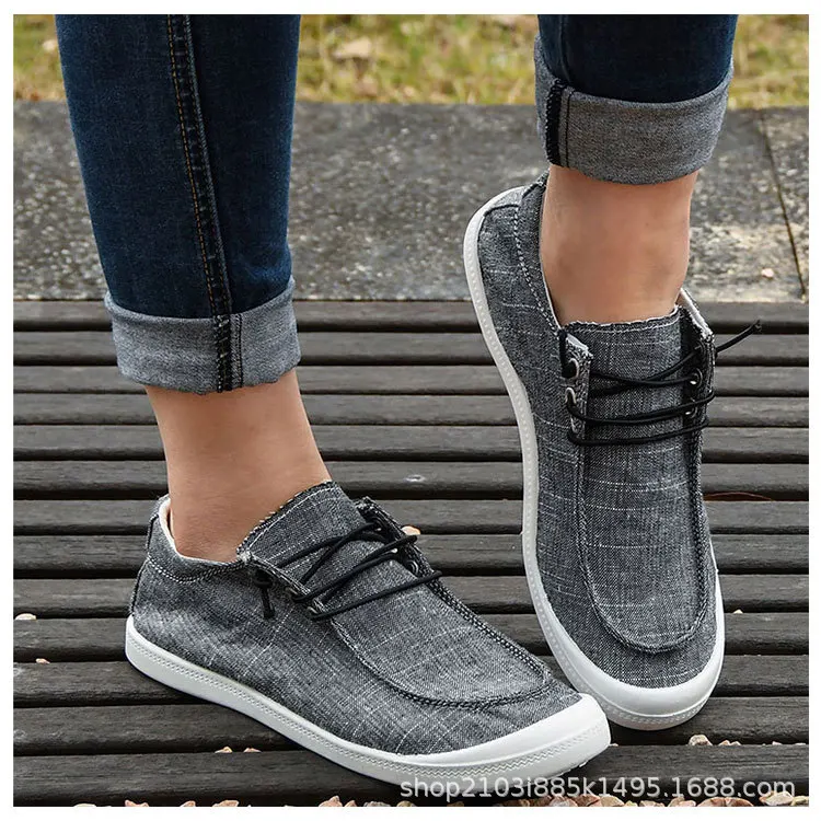 Summer Shoes Ladies Canvas Sneakers Casual Flat Round Toe Walking Sneakers 2022 Fashion Solid Color Ladies Vulcanized Shoes