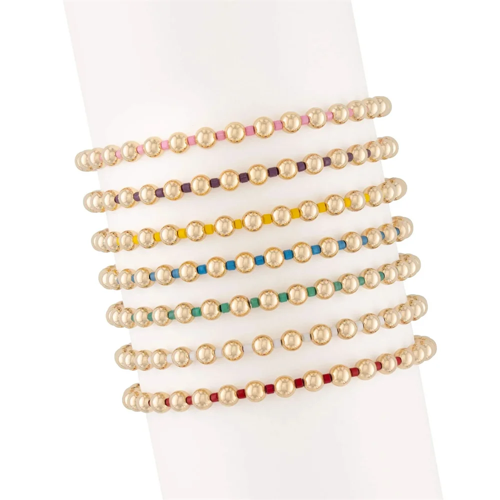 Фото KKBEAD Миюки тонкие бусины браслет ювелирные изделия 18 K Высококачественные позолоченные бусины браслеты для женщин Pulseras Mujer №4