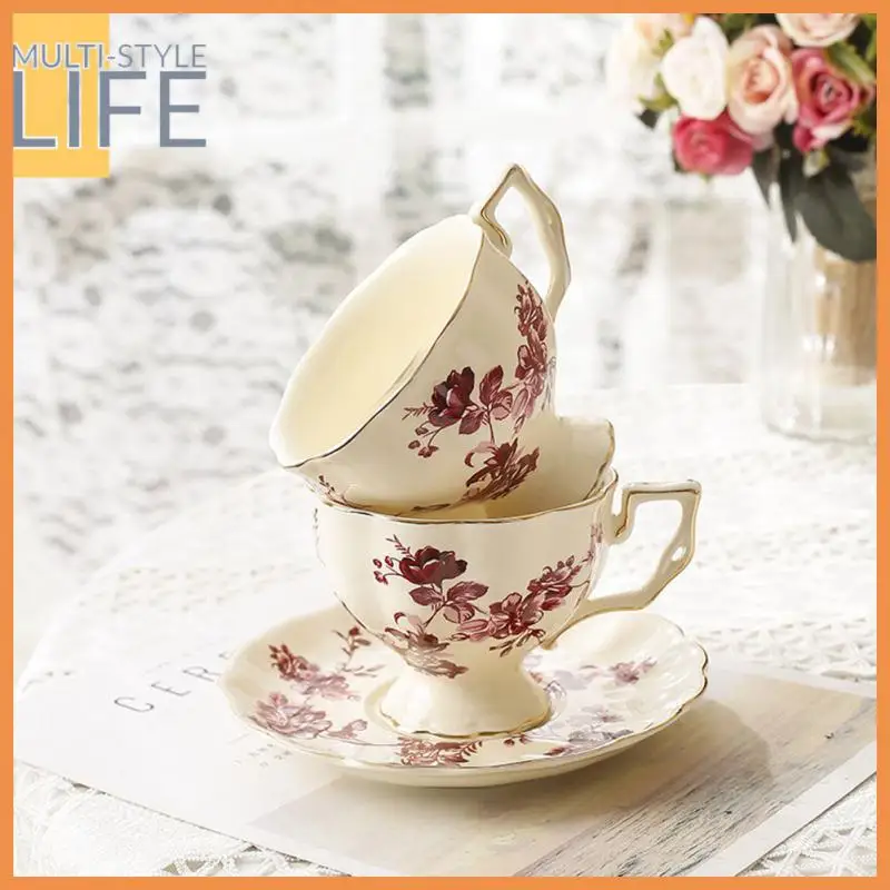 

Ceramic Bone China Cups And Saucers Afternoon Tea Set Retro Coffee Cup And Saucer Gold Rimmed Tea Cups And Saucers Set Couple