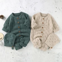 lzh new autumn romper for newborn baby clothes winter knitting jumpsuit cute solid color hollow baby romper hats sets 0 18 month