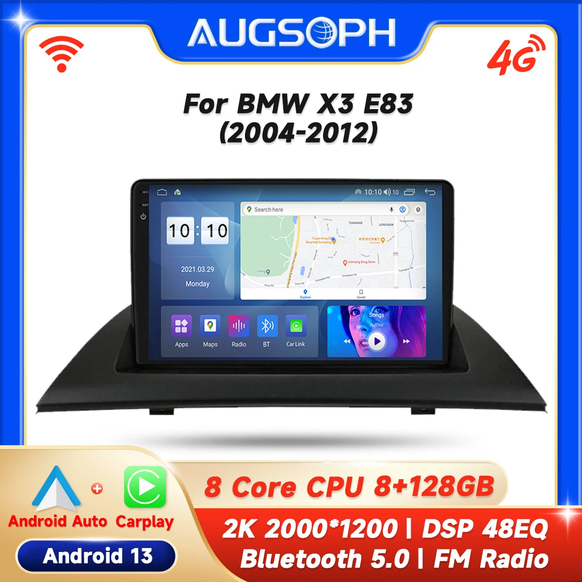 Автомобильный радиоприемник Android 13 для BMW X3 E83 2004-2012 9-дюймовый мультимедийный