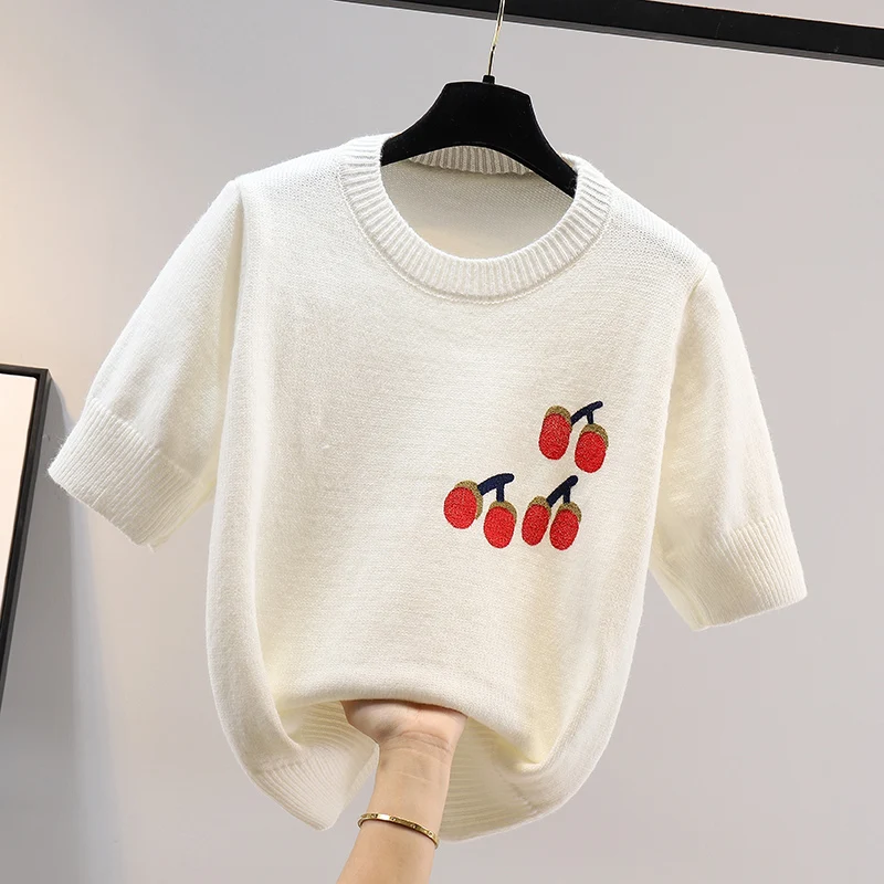 Cherry Short Sleeve Sweater Women's 