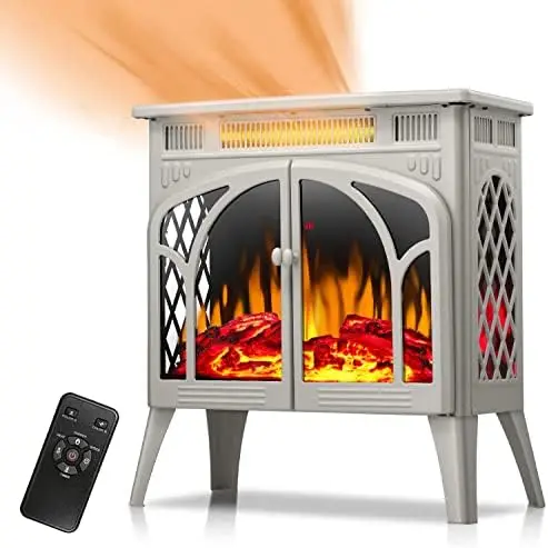 

Stove Heater, Freestanding Fireplace, Fireplace Heater with 3D Logs and Realistic Flame,Adjustable Brightness and Color, 5100bt