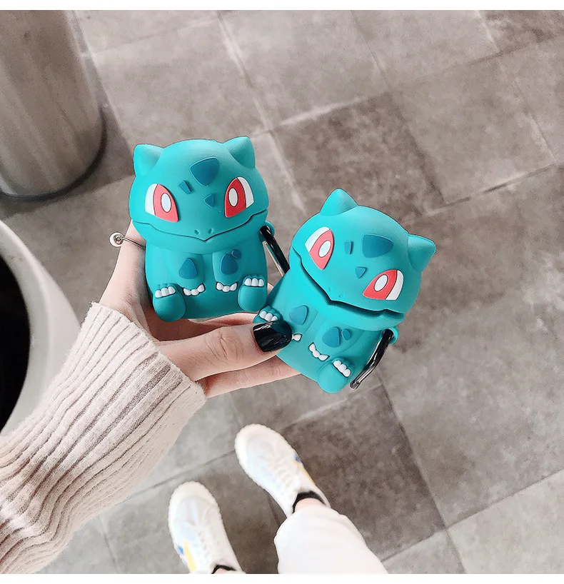 

Pokemon Earphone Case For Airpods 1/2 Cute Kawaii Bulbasaur Pikachu Charmander Eevee 3D Silicone Anime Headset Cover