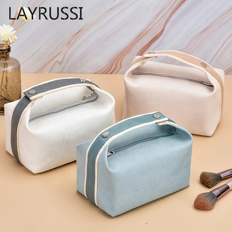 

Новая портативная дорожная холщовая косметичка LAYRUSSI для мужчин, вместительная косметичка на молнии для женщин и мужчин, сумка для косметики