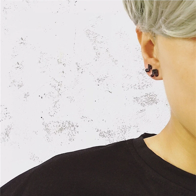 1 пара милые серьги-гвоздики из нержавеющей стали с символами музыкальной гитары