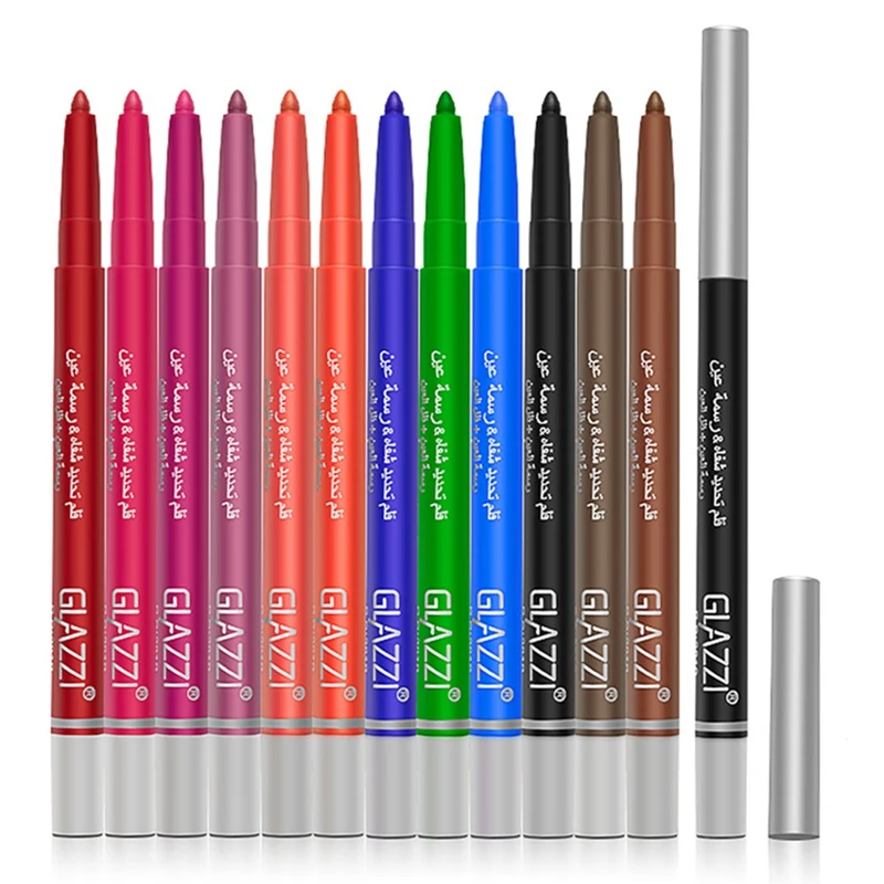 

GLAZZI Colorful Liquid Eye Liner Pencil White Pink 12 Color Eyeliner Pen Waterproof Rainbow Matte Long-Lasting Cosmetics