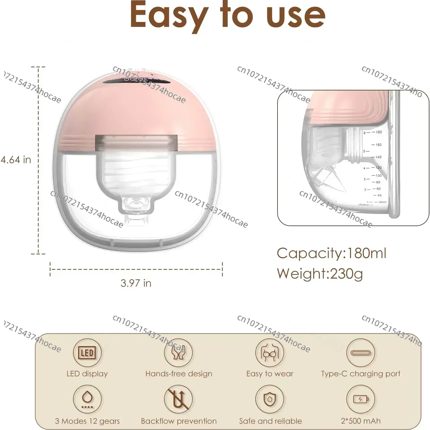 Молокоотсос детский портативный Электрический из силикона S21 электрический