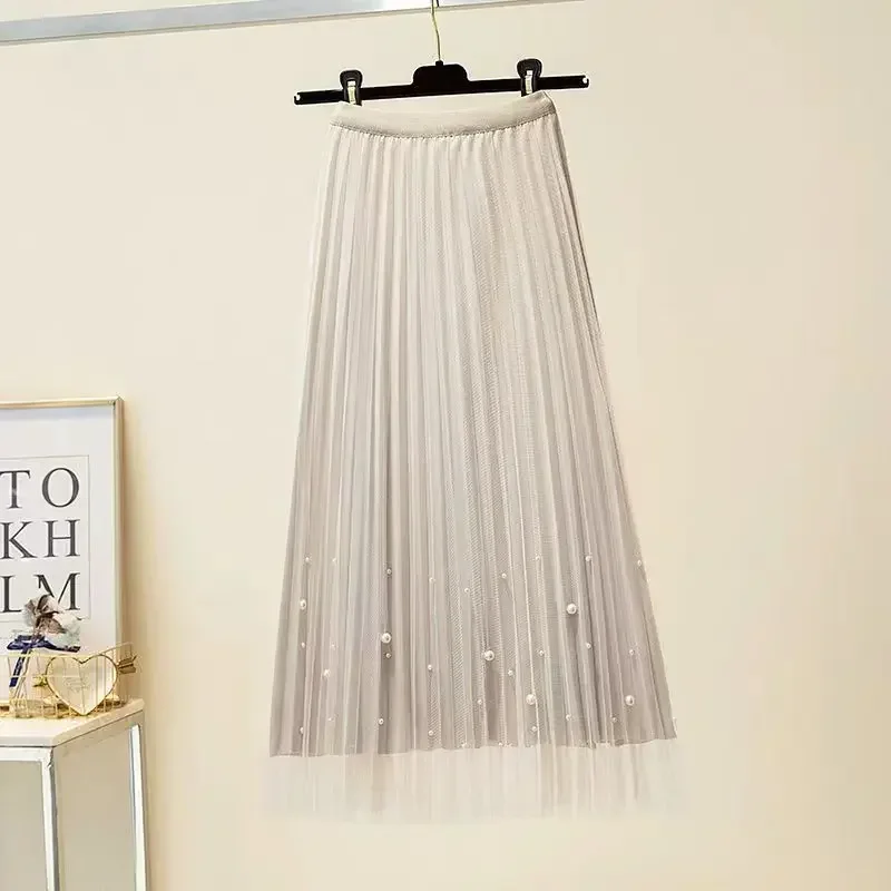 Комплект из длинного пальто и сетчатой юбки на осень-зиму 6 однотонных цветов