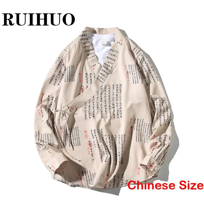 

Кимоно мужское с буквенным принтом, японская рубашка-кардиган в Корейском стиле, хаори, винтажная одежда, 5XL, лето 2023