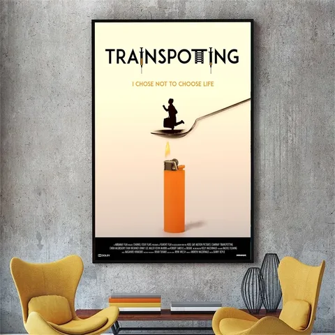 Классический постер фильма Trainspotting без рамки, наклейка из крафт-бумаги для клубного бара, современный стиль, ретро