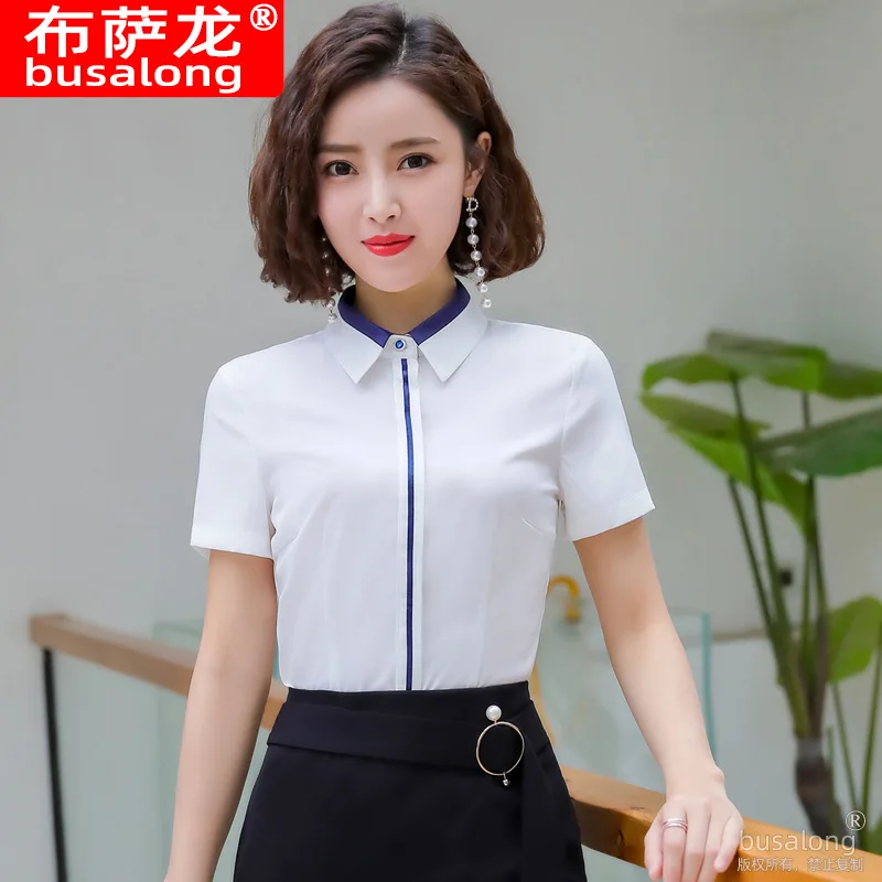 

Summer Short Sleeve Shirt Women's OL Business Suit Slim-Fitting Iron-Free Work Clothes Business Formal Wear Temperament Commute