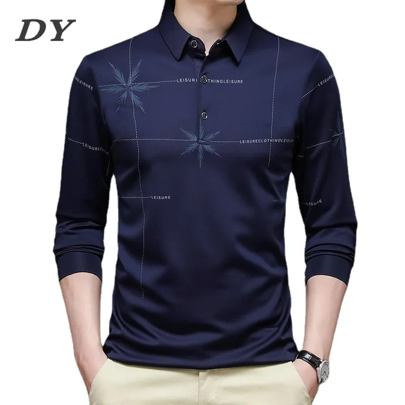 

2022 Men's Shirts New Embroidery Logo Designer Business Casual Tops Male Long Sleeve Lapel Brand Quality T-shirt Clothing
