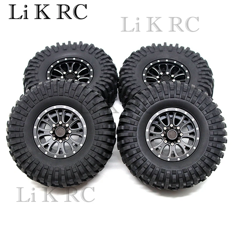 4PCS 125Mm Metal 2.2 Beadlock Wheel Rim Tire Set For 1/10 RC Crawler Car Axial SCX10 Wraith Capra Traxxas TRX4 D90