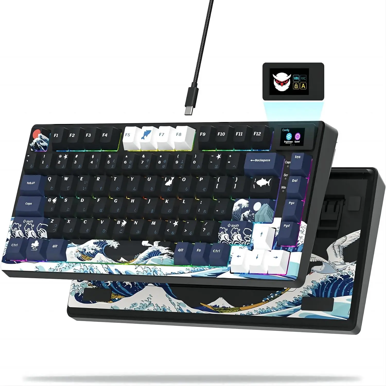 Клавиатура Женская игровая Механическая с цветным OLED-дисплеем, RGB