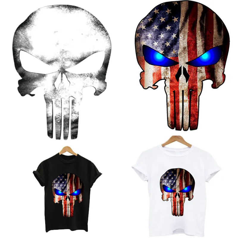 

Punisher Skull Military Patches on Clothes Jacket Iron-on Transfers for Clothing Thermoadhesive Stickers Badges Hippie Clothes
