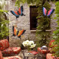 Garden Decoration Outdoor  Home Butterflies Creative Indoor Iron Art Simulation Three-dimensional Wall Hanging Living Room Metal