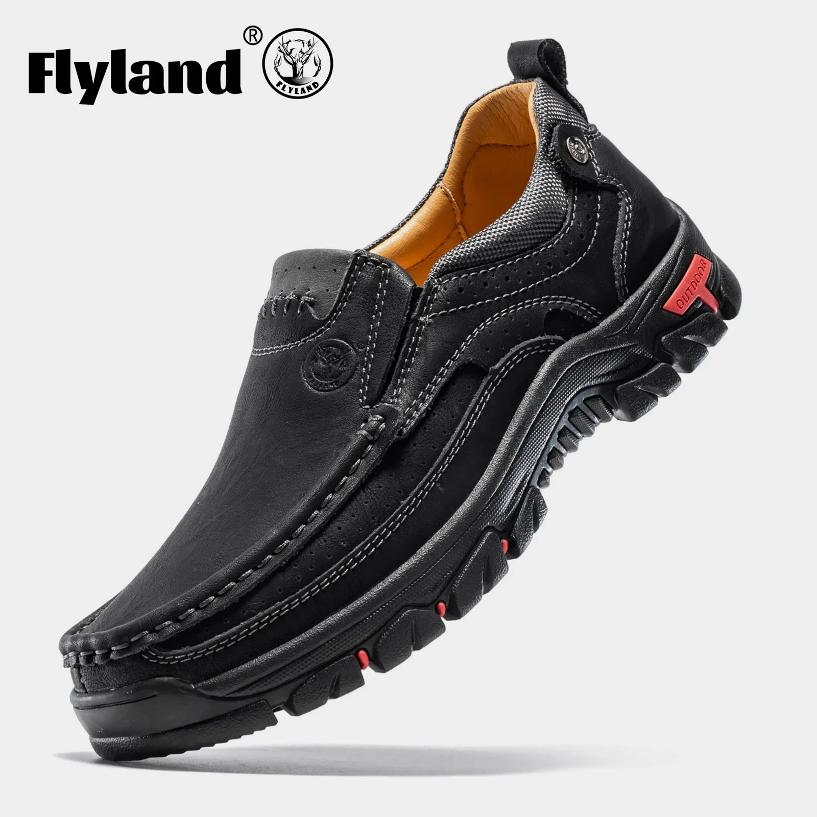 Мужские мокасины из натуральной кожи на плоской подошве