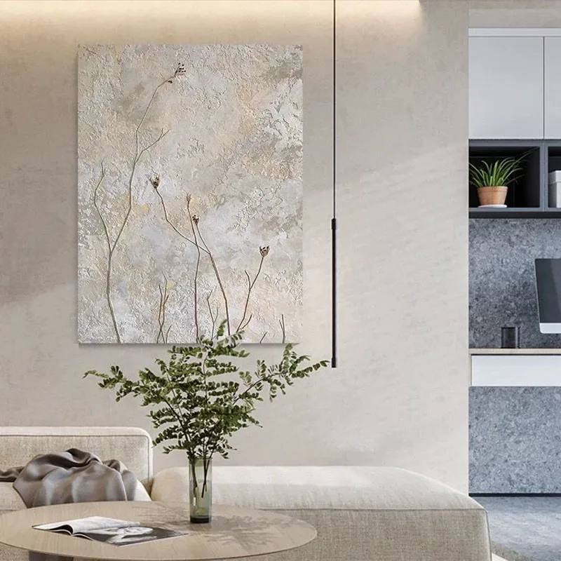 

Абстрактная картина маслом "Белые растения", YYR wall art