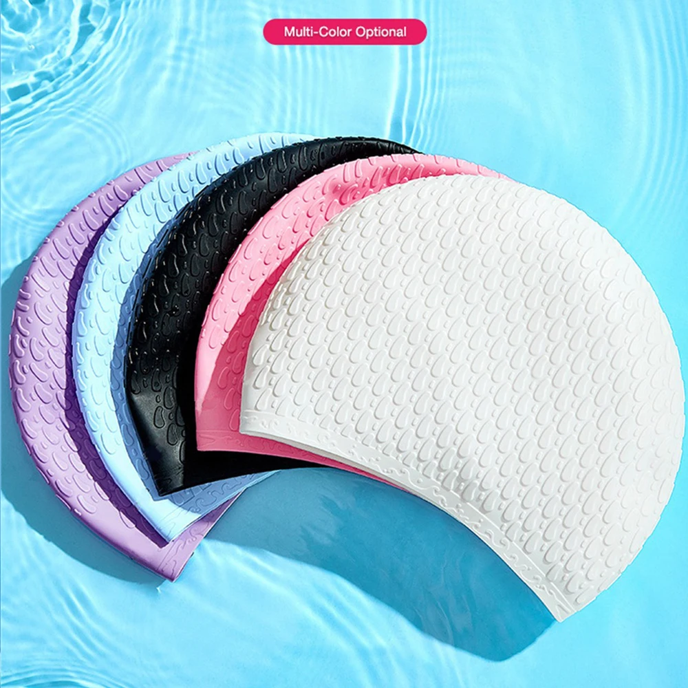 

Adults High Elastic Swimming Caps Men Women Waterproof Swimming Pool Cap Long Hair Protection Silicone Diving Hat Supplies