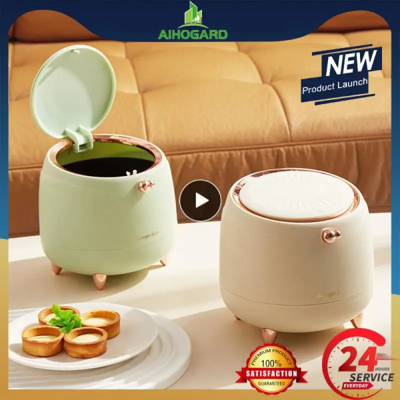 

Thick Trash Can Press Type Mini Desktop Trash Can Dormitory Office Desk Flip Cover Storage Barrel Waste Bins Trash Household