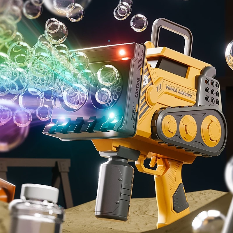 

Hot Kids Bubble Gun Toy 80 Hole Charging Electric Automatic Engineering Vehicle Bubble Machine Outdoor Soap Water Children Toys