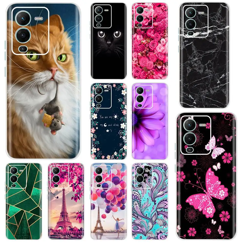 Чехол для Vivo S15, чехол с милым котом и бабочкой, чехол для Vivo S15 V2203A