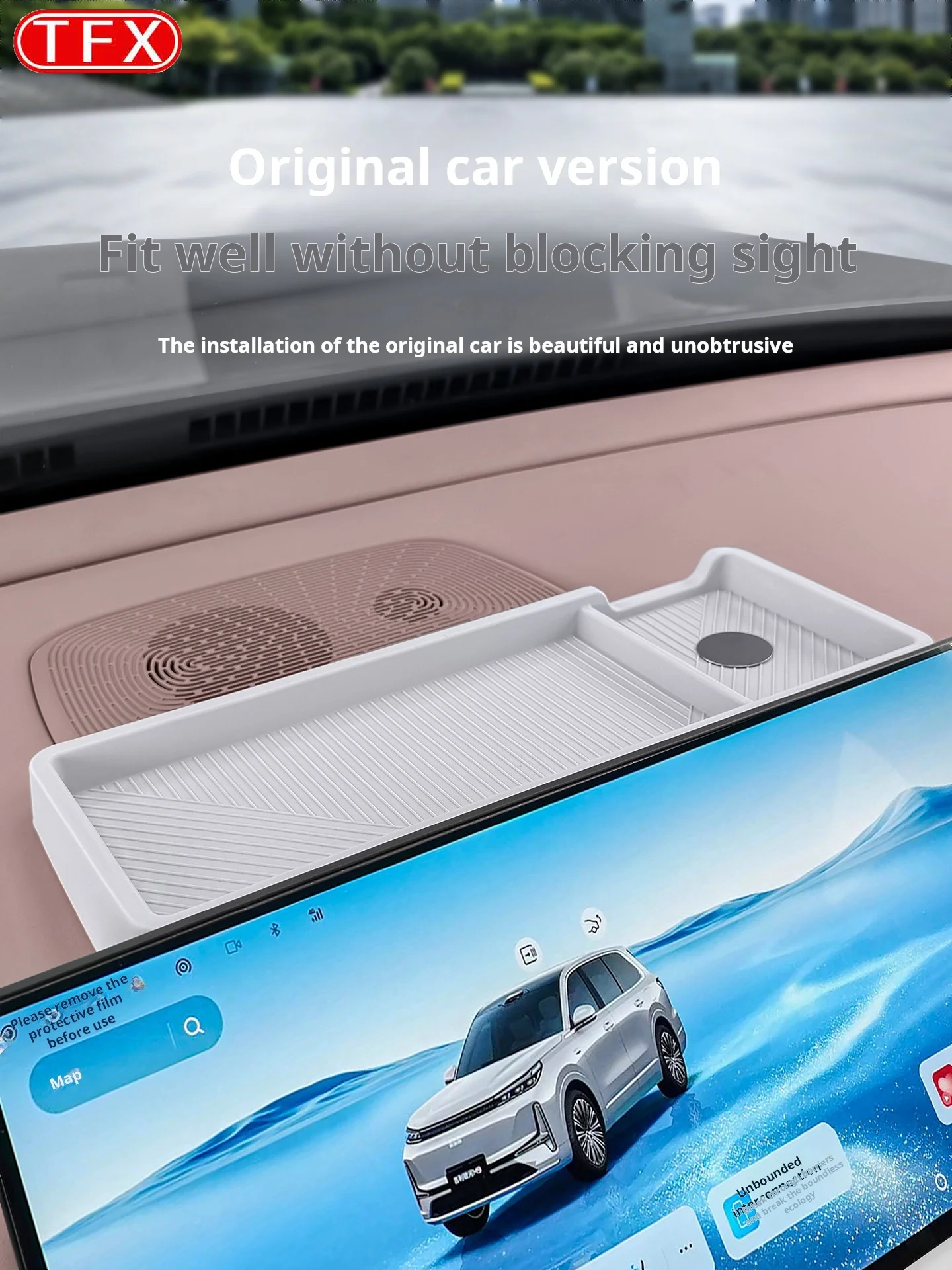 Фото Для Geely Galaxy M9 2025 2026: Органайзер-лоток из силикона для хранения за экраном, в приборную панель, прочные аксессуары для интерьера автомобиля №2